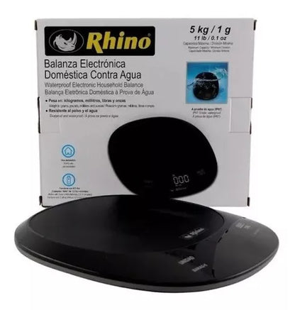 Báscula De Cocina Contra Agua 5 Kg Rhino Barag-5 Color Negro